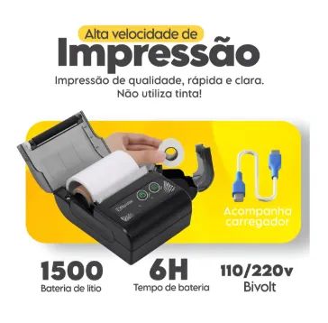 Mini Impressora Portatil Bluetooth Premium Kit C/ 10 Bobinas - Foto 5