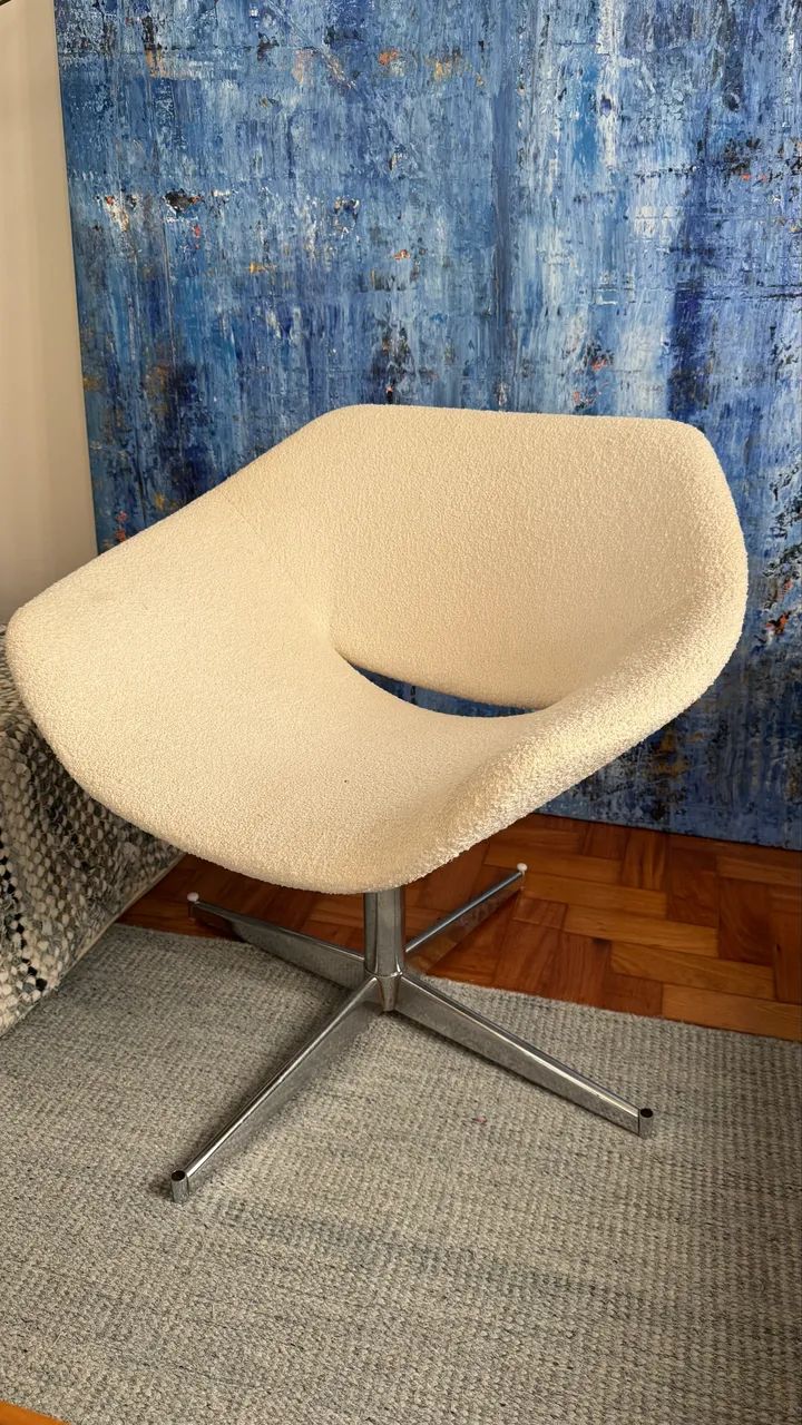 Poltrona Giratória Bouclé Branca | Design  - Foto 4