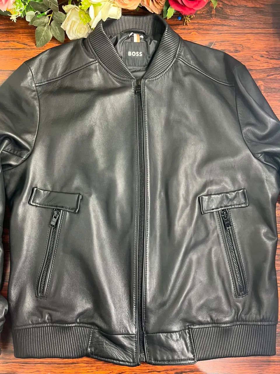 Jaqueta De Couro Preta Original Hugo Boss - Foto 4
