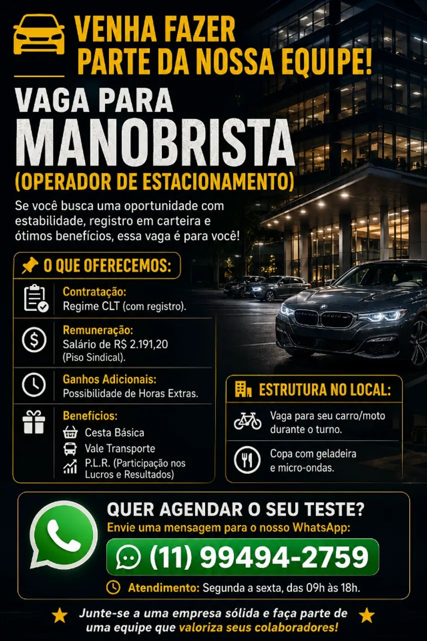 Operador de Estacionamento (Manobrista)