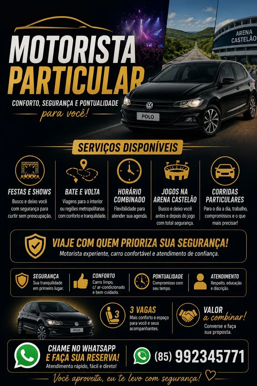 Motorista Particular - Segurança e Preço Justo