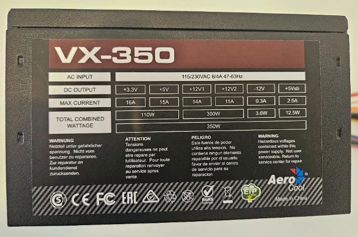 Fonte de Alimentação AeroCool VX-350