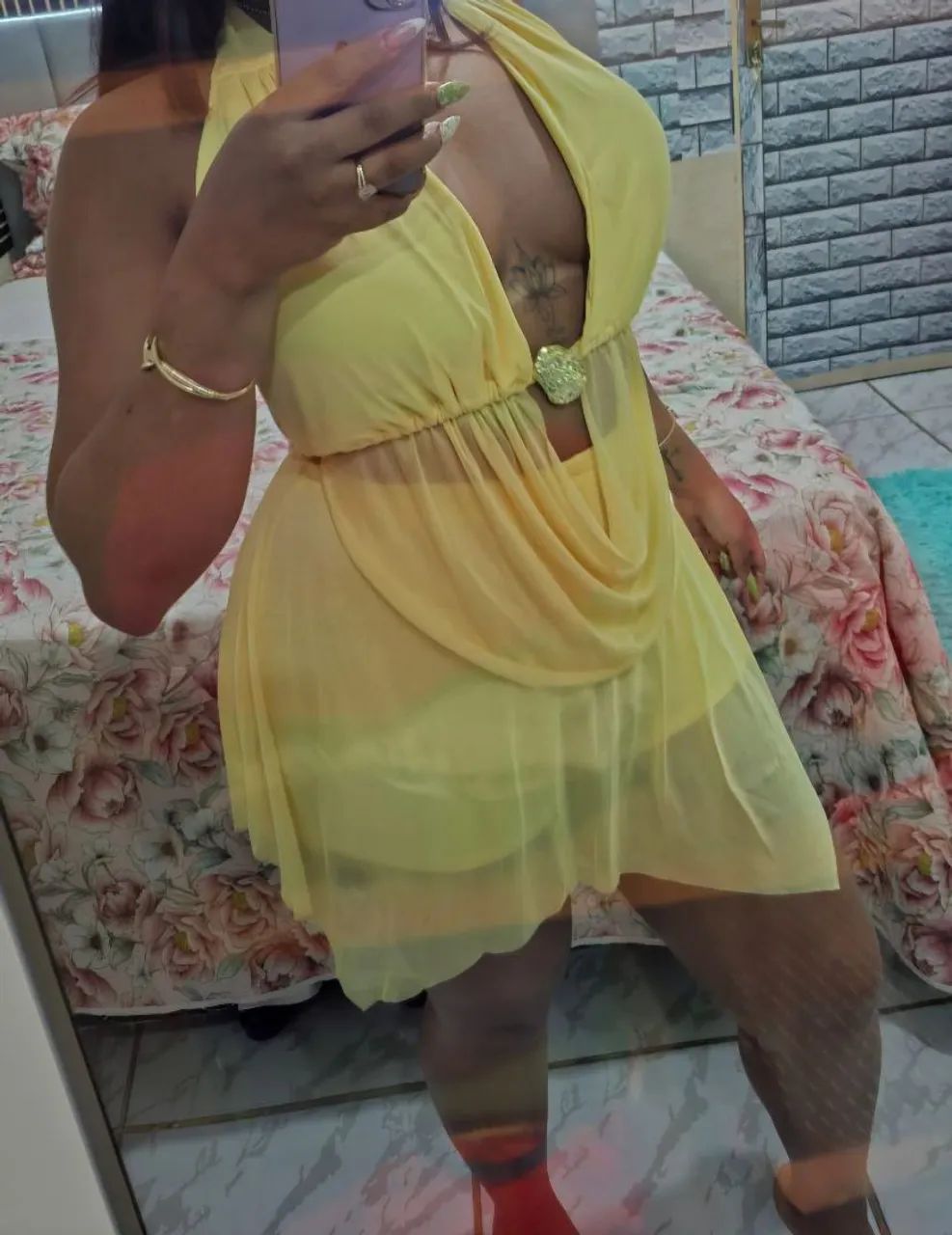 Conjunto feminino de tule com bojo