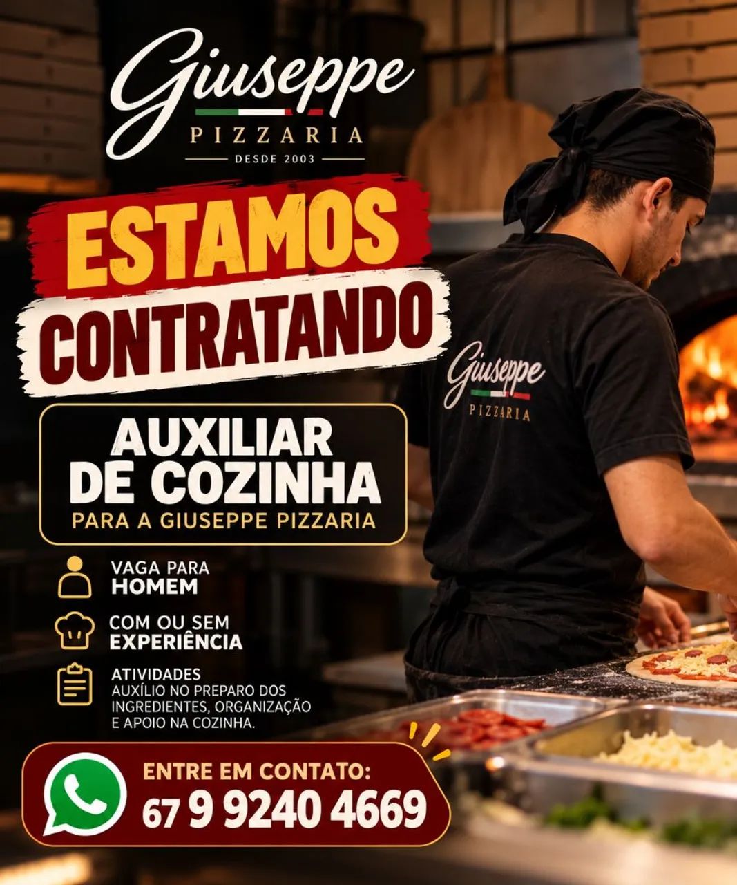 Pizzaria Giuseppe contrata 