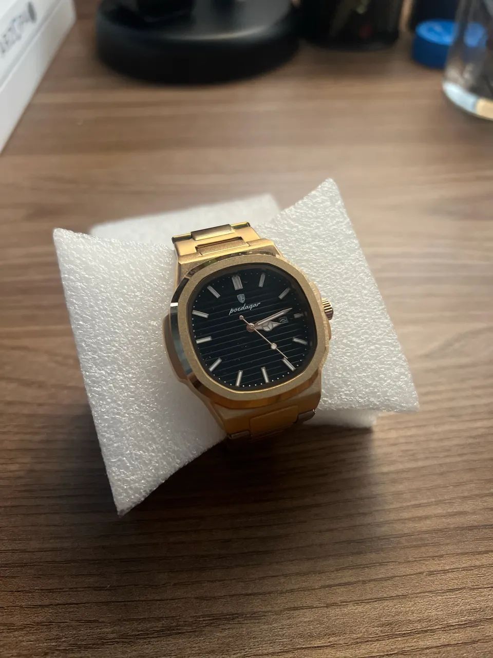 Relógio Masculino Poedagar 6132 Luxo Dourado (Estilo Nautilus) 