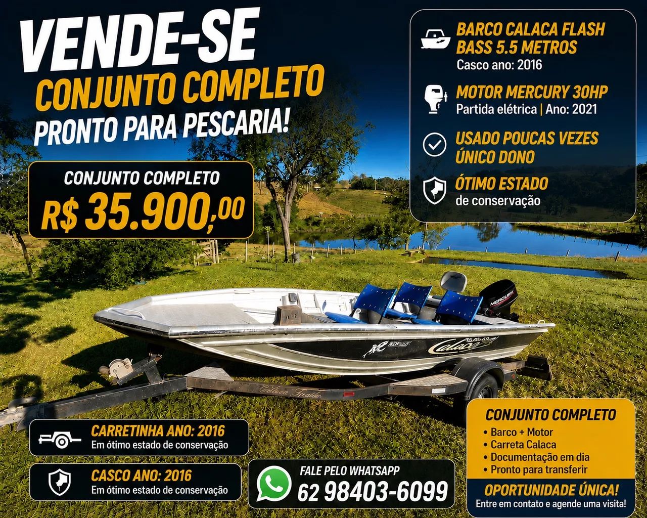 BARCO CALACA MOTOR 30HP PARTIDA ELÉTRICA 