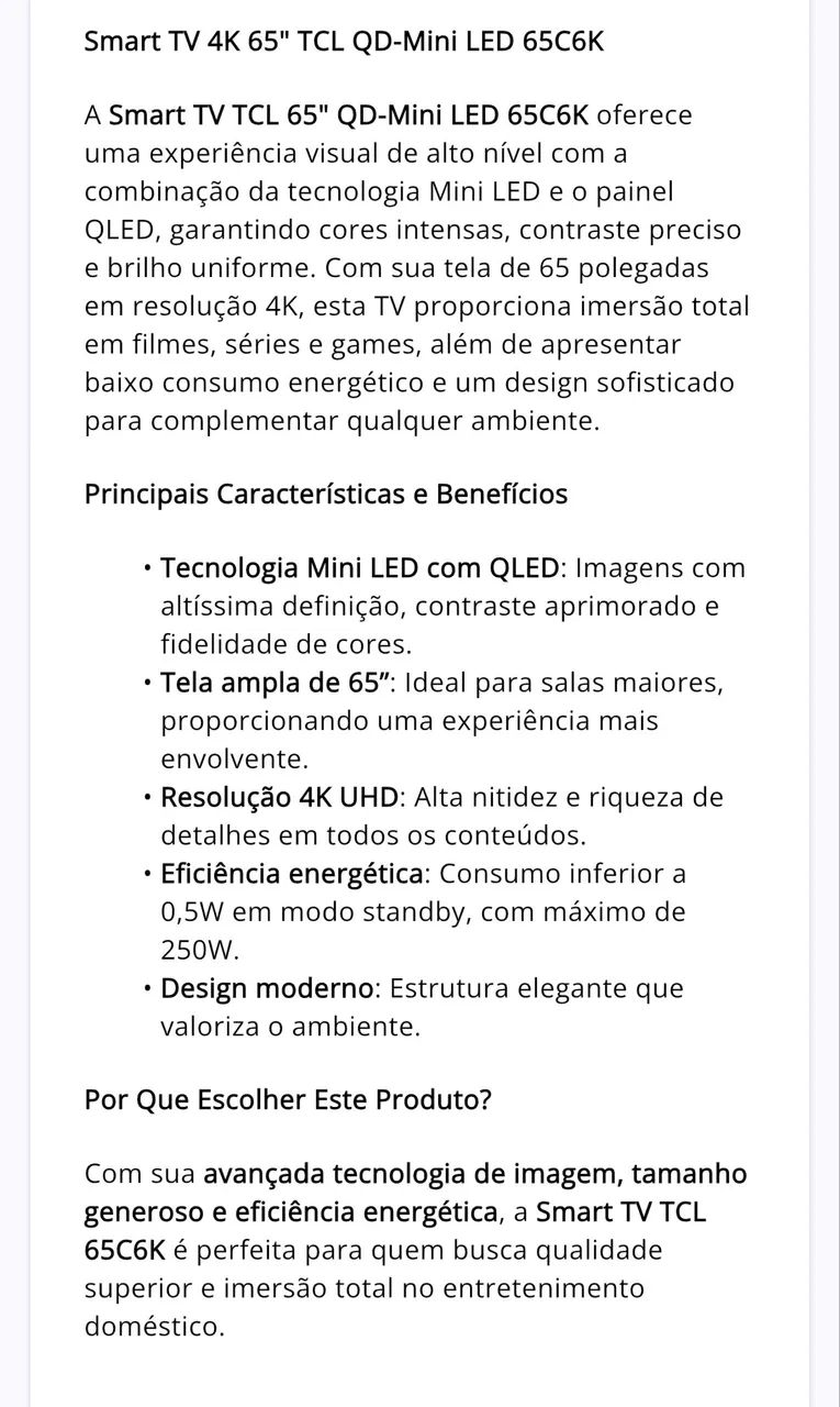 Vendo uma TV de 65 polegadas TCL  - Foto 5