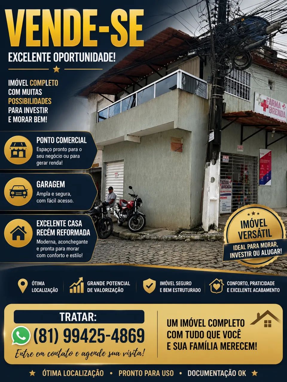 Prédio comercial com casa recém reformada 