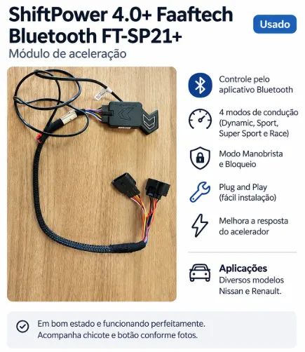 Módulo de aceleração Faaftech ShiftPower 4.0+ Bluetooth - FT-SP21+