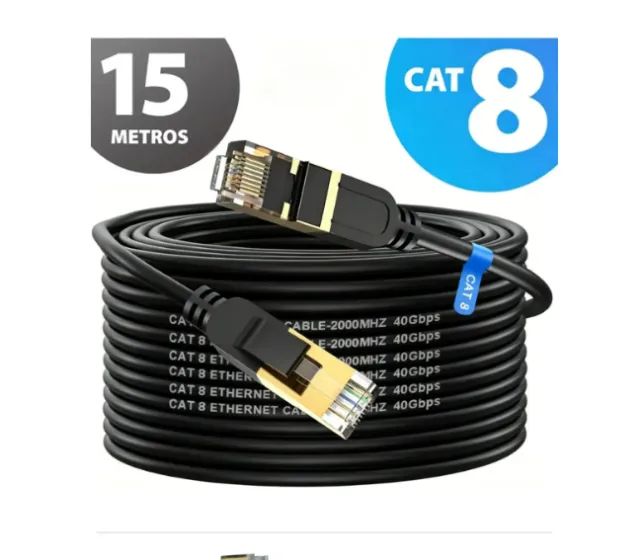 Cabo de Rede CAT8 de 15m para Exterior, Cobre com Conectores RJ45 - Foto 2