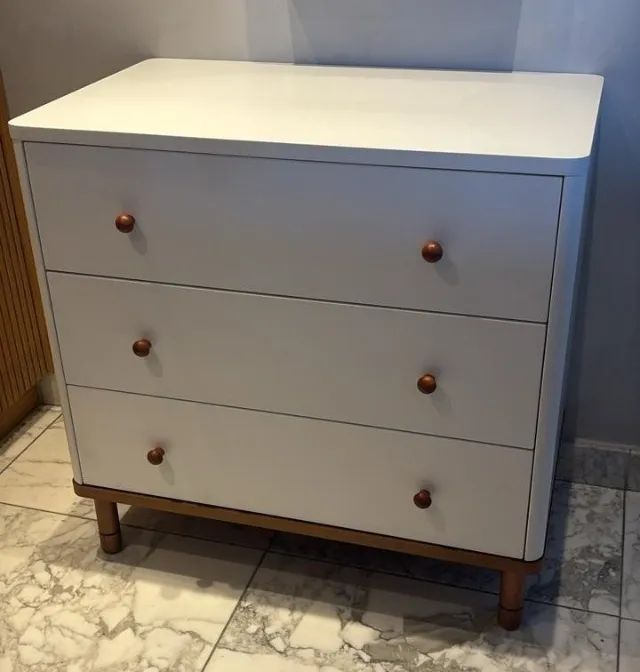 Comoda Joy 3 Gavetas - Branco/Madeira - MDF - A: 90 cm x L: 92 cm  x P: 55cm - NOVA