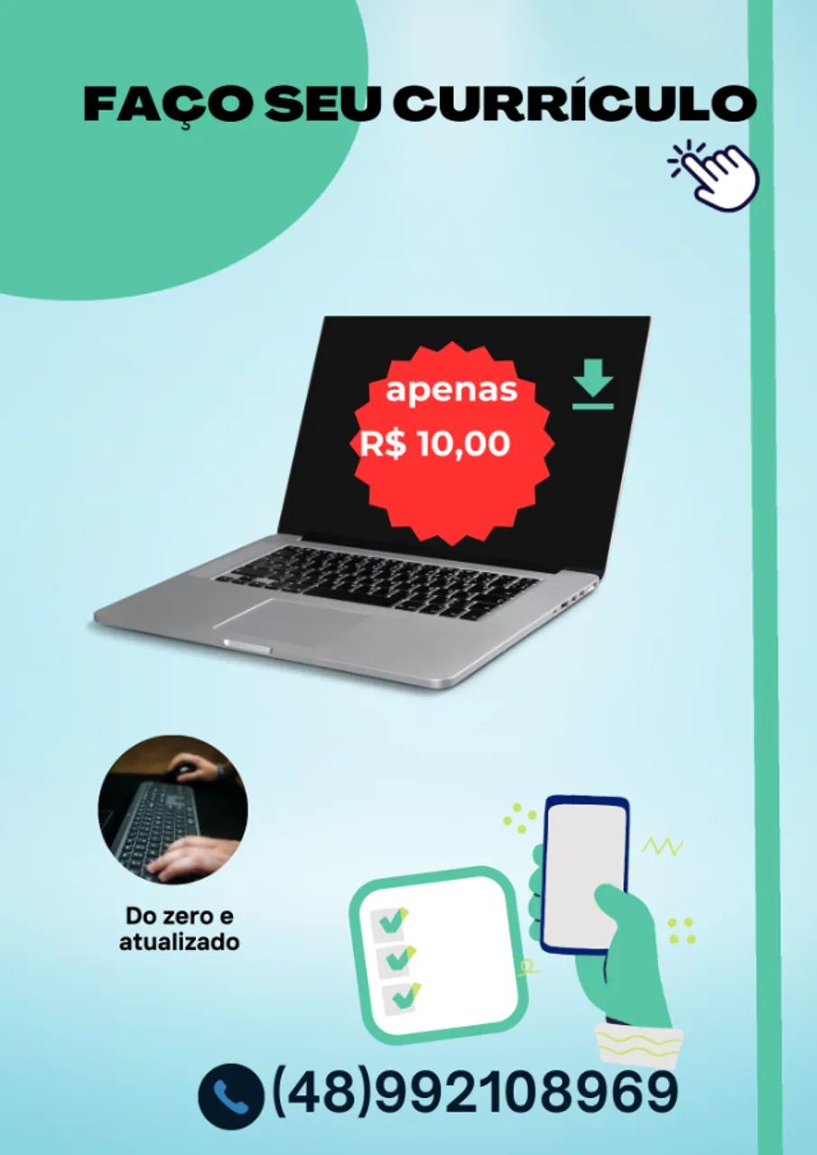 Faço seu currículo apenas 10