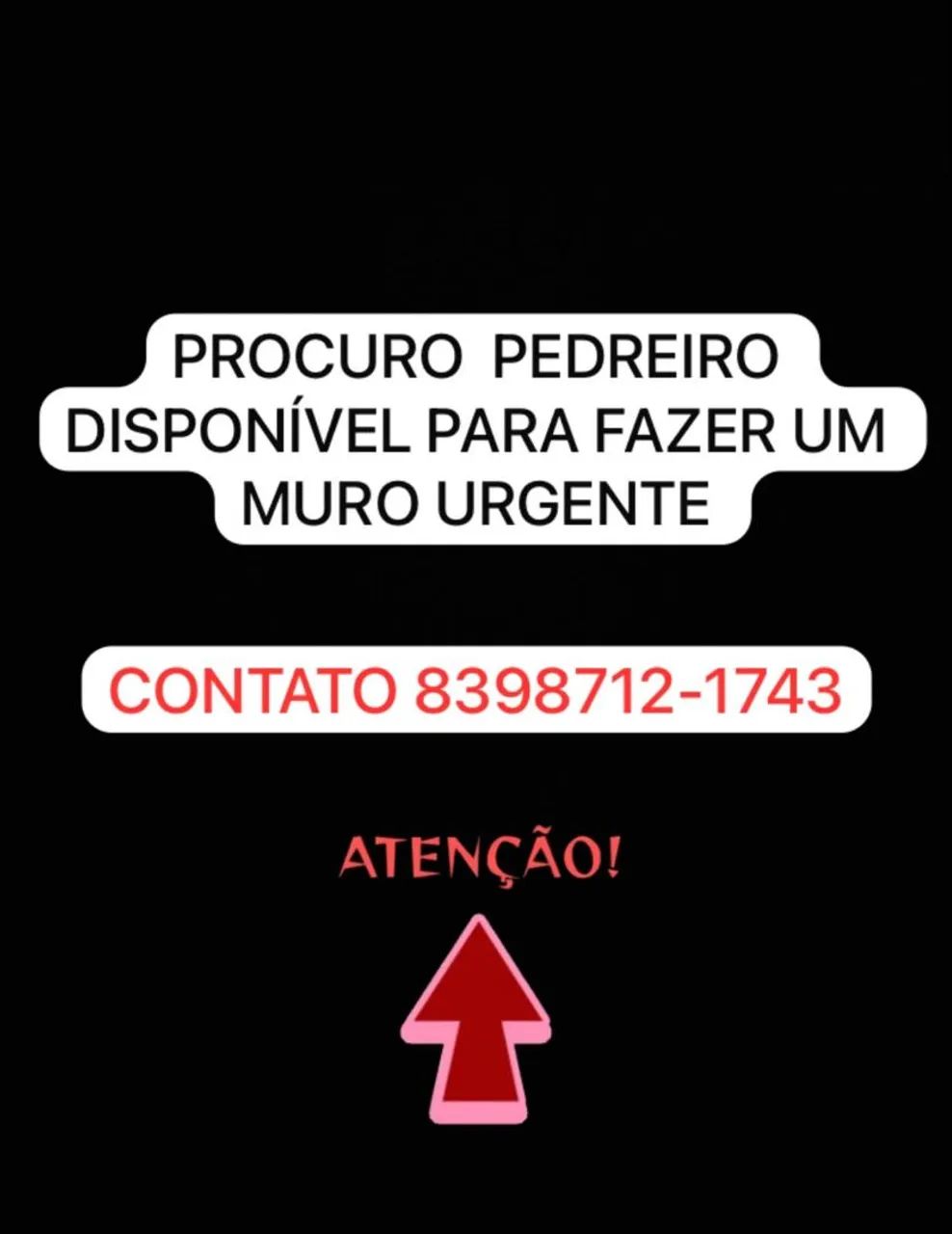 PROCURANDO PEDREIRO DISPONÍVEL 