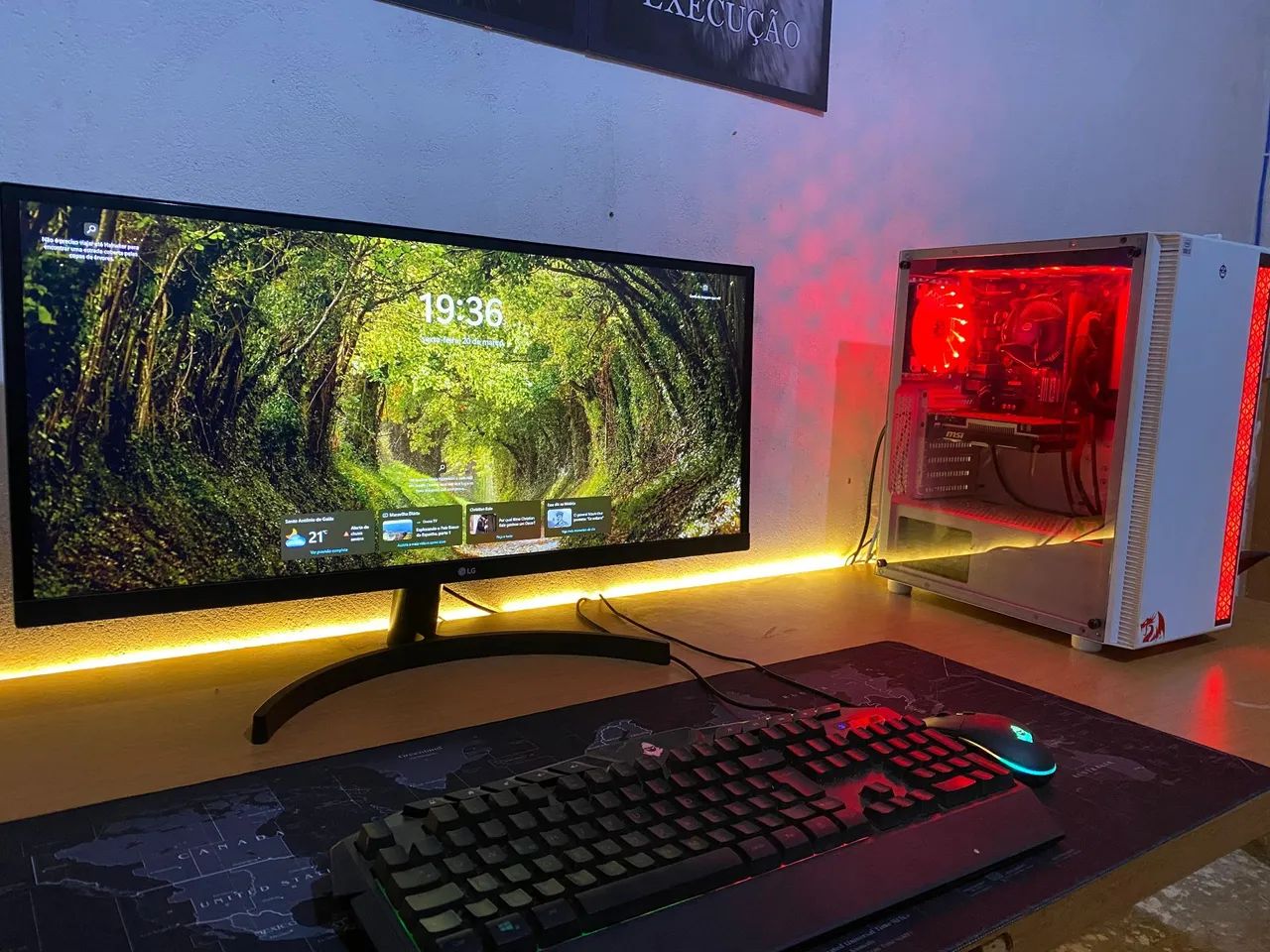PC Gamer Completo Branco: i5 10ª Gen + GTX 1650 + Monitor LG UltraWide + Periféricos