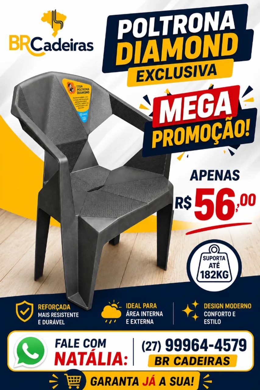 cadeira modelo diamante 182kg