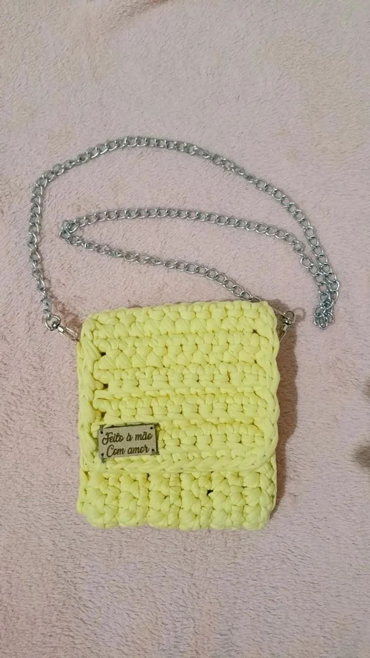 Bolsas crochê fio de malha  - Foto 5