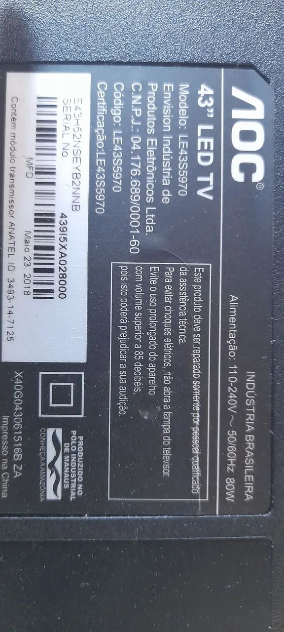 TV 43 AOC PARA RETIRADA DE PEÇAS  - Foto 2