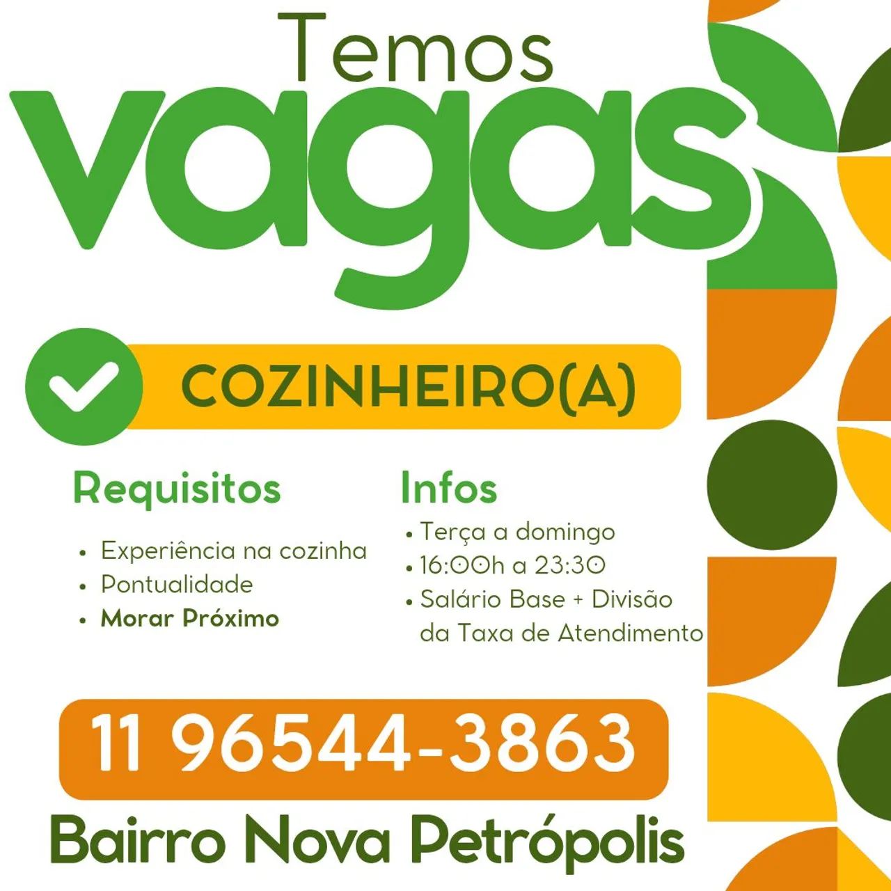 VAGA PARA COZINHEIRO(A)