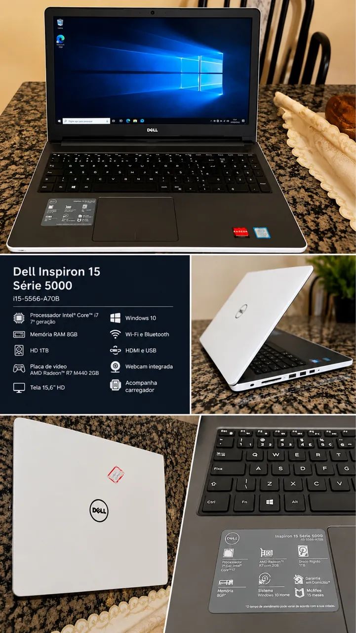 Vendo Notebook Dell Inspiron 15 Série 5000 (i15-5566-A70B), funcionando normalmente.
