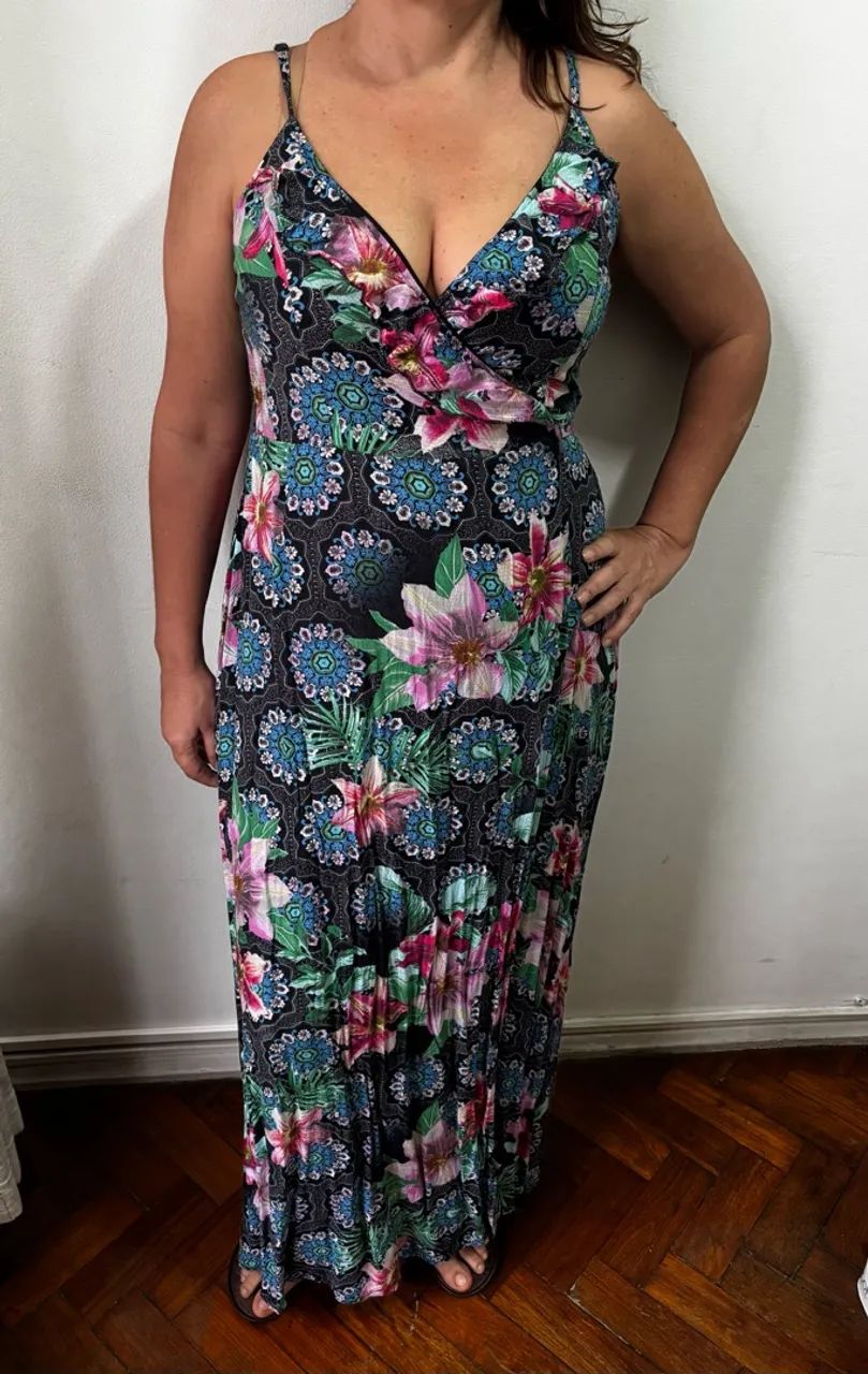 vestido longo transpassado 