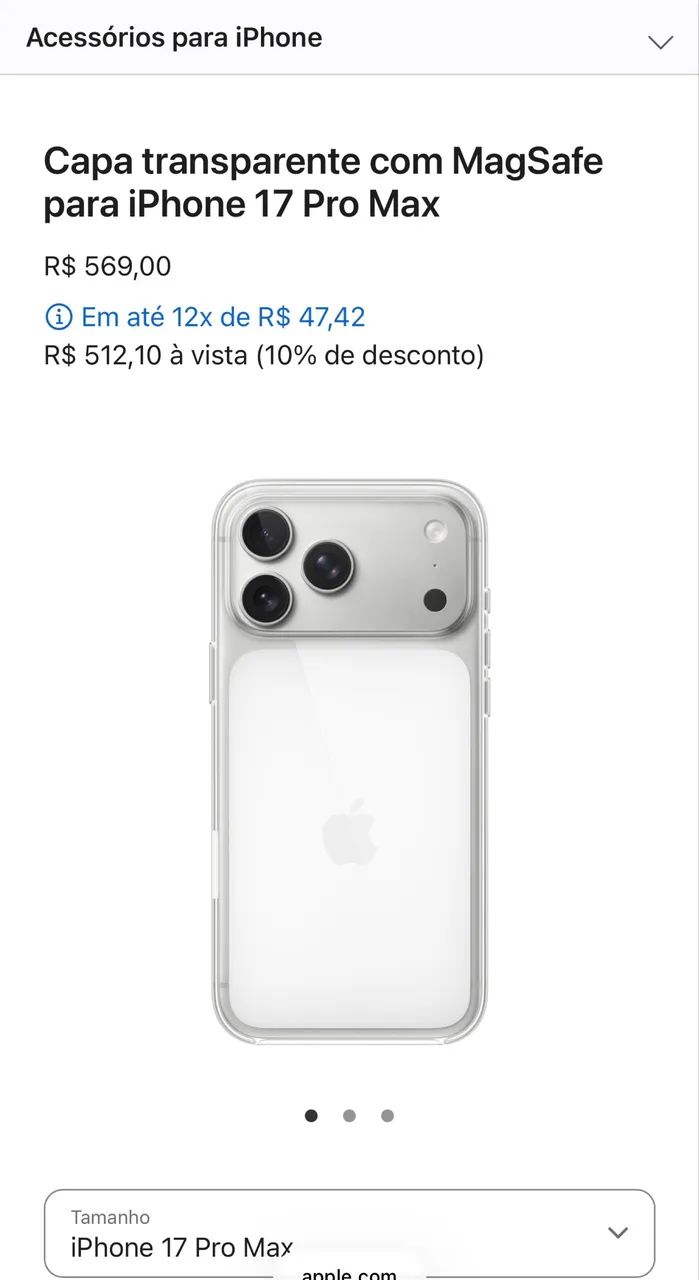 Capa transparente com MagSafe para iPhone 17 Pro Max