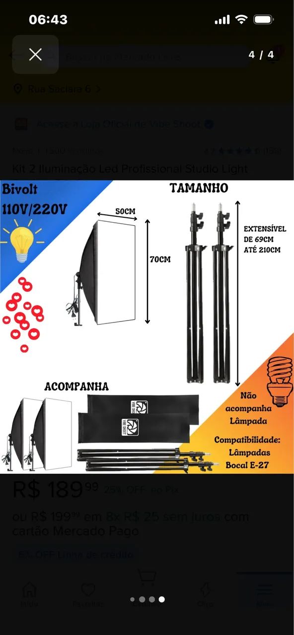 Kit Iluminação Soft Box - Foto 3