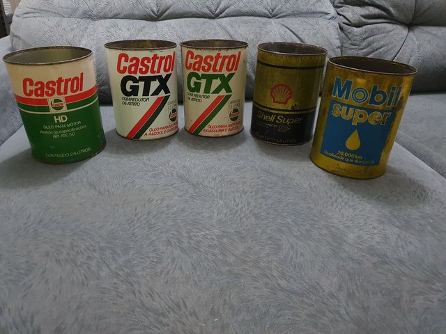 Antiguidade latas oleos antigas enfeites decoracao - Foto 3