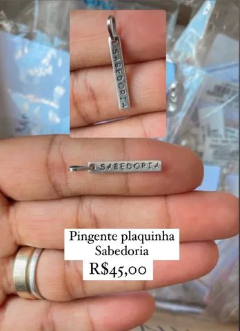 Pingentes plaquinhas de prata 925 legítima  - Foto 3