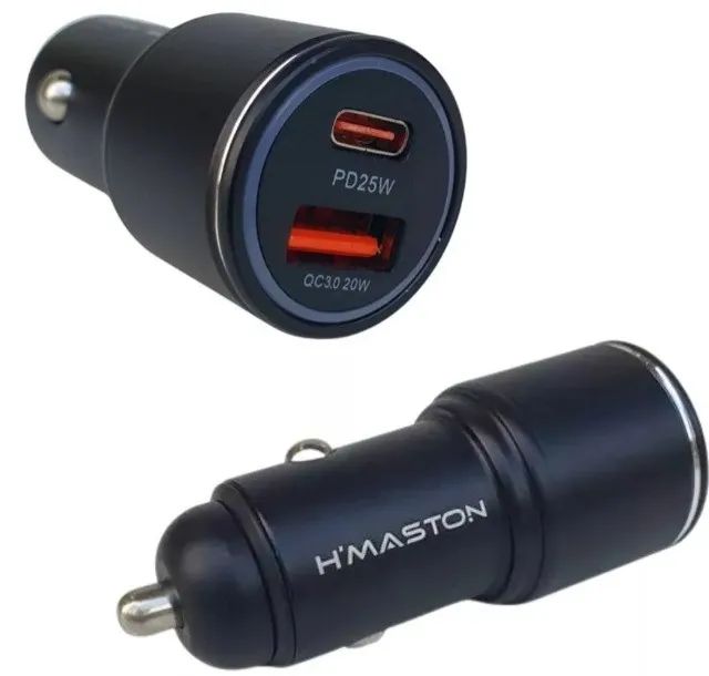 Carregador Veicular 45w Turbo Usb/usb-c Carga Ultra Rápida Cor Preto