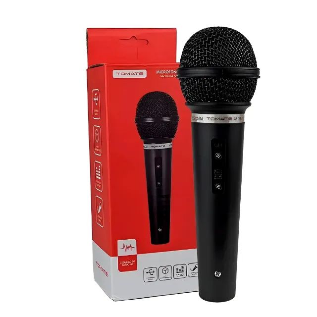 Microfone Dinâmico Profissional Tomate MT-1018 C/ Cabo 2,5m