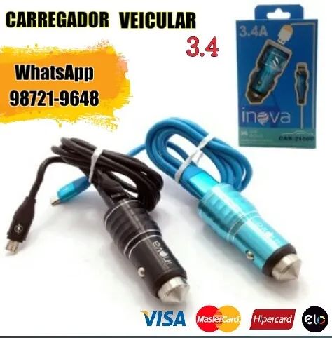 carregador veicular com cabo usb 3.4a aceitamos cartão e pix - Foto 2