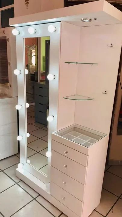 Penteadeira com Espelho e Iluminação - Branca