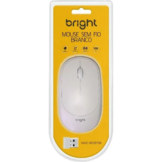 Mouse Sem Fio Bright MS001 Branco - WZetta - Foto 4