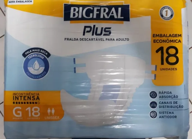 Ofertas de Fralda Geriátrica Bigfral Regular Plus G, pacote com 18