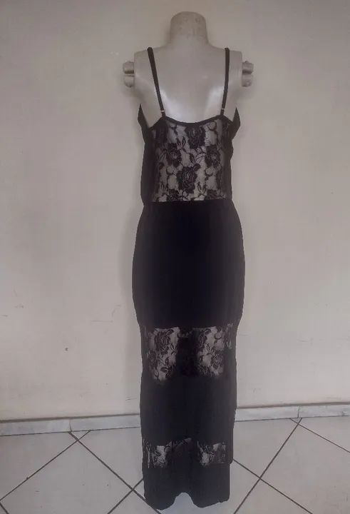 Vestido Longo Preto com Renda - Foto 2