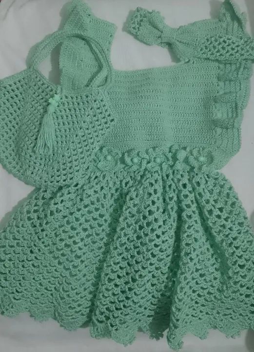 Kit de Vestido de crochê para bebê menina, só pra encomendas  - Foto 3