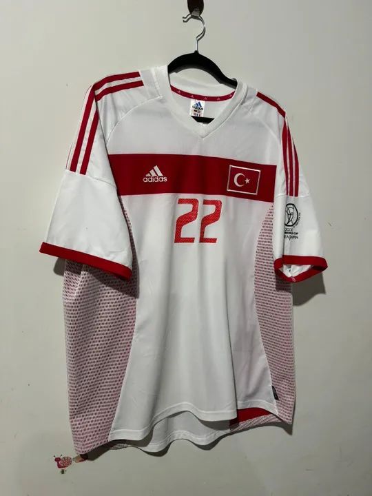 Camisa Turquia Copa do Mundo 2002 Umit Davala 22 Original - Foto 5