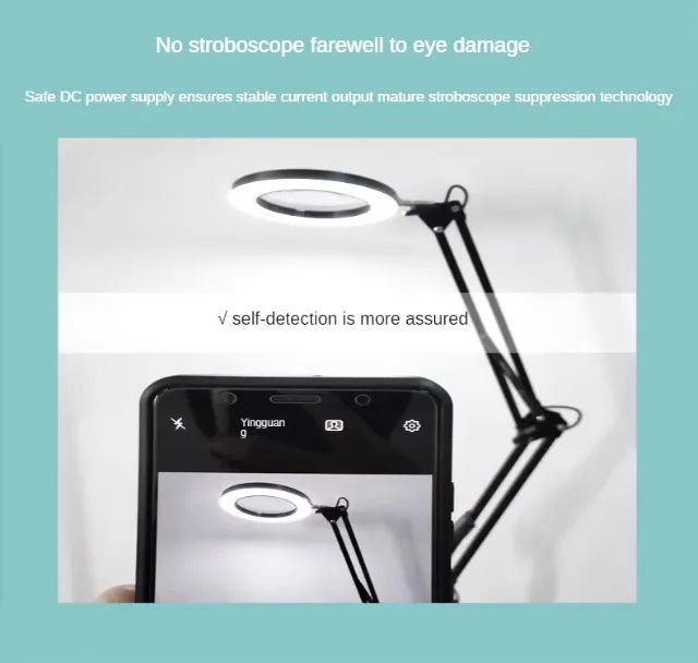 Lupa 200mm diam 120 led 8x lupa para a leitura estação de solda telefone com luz led supor - Foto 3