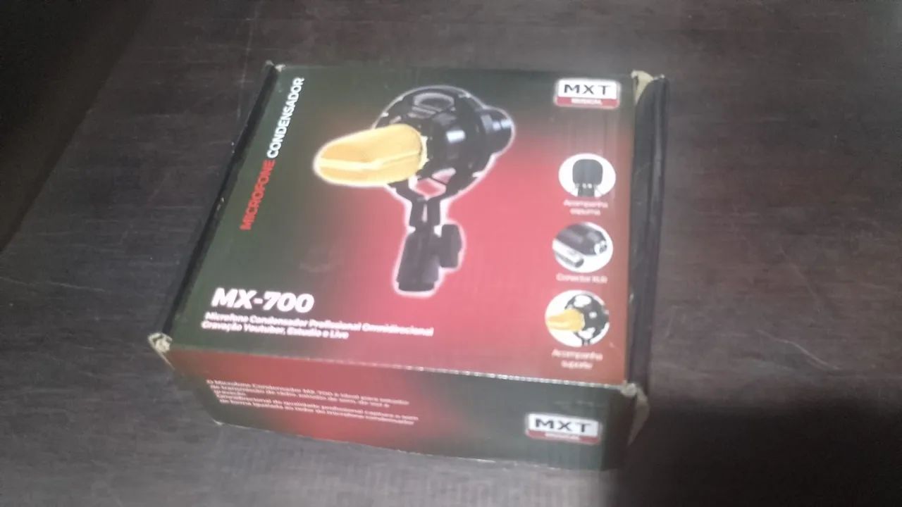 Microfone Condensador Profissional Omnidirecional Mx-700. Dourado