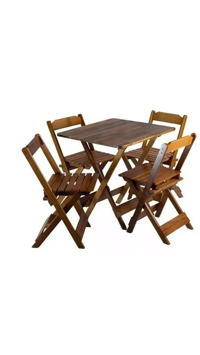 Conjunto de Mesa e Cadeiras Dobráveis de Madeira - Foto 3