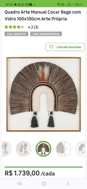 Quadro Arte Cocar / Novo - Foto 4
