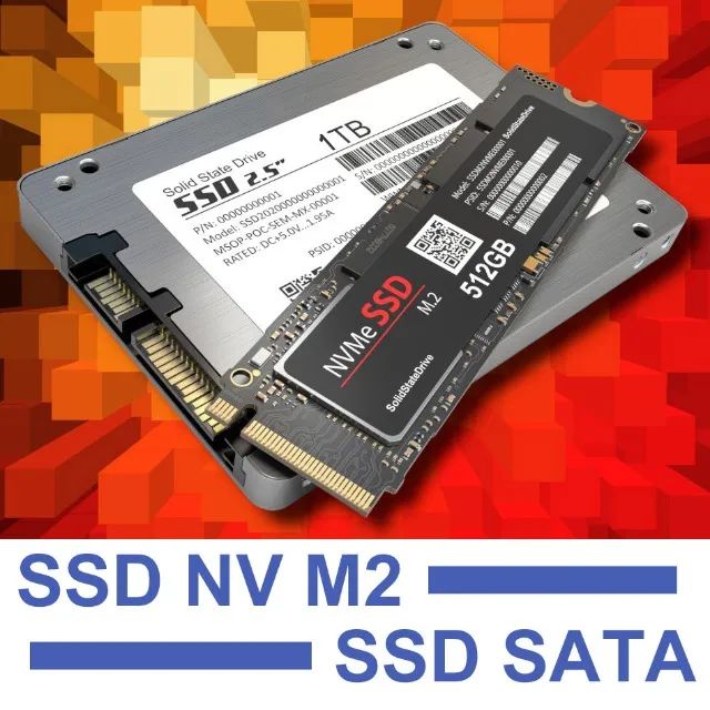 SSD p/ PC e Notebook de 128GB a 1TB, SATA e PCie NV M2 Interno, Novos/Novíss, Garantia 