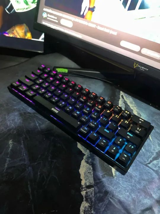 teclado mecânico gamer rgb switch amarelo - Foto 2