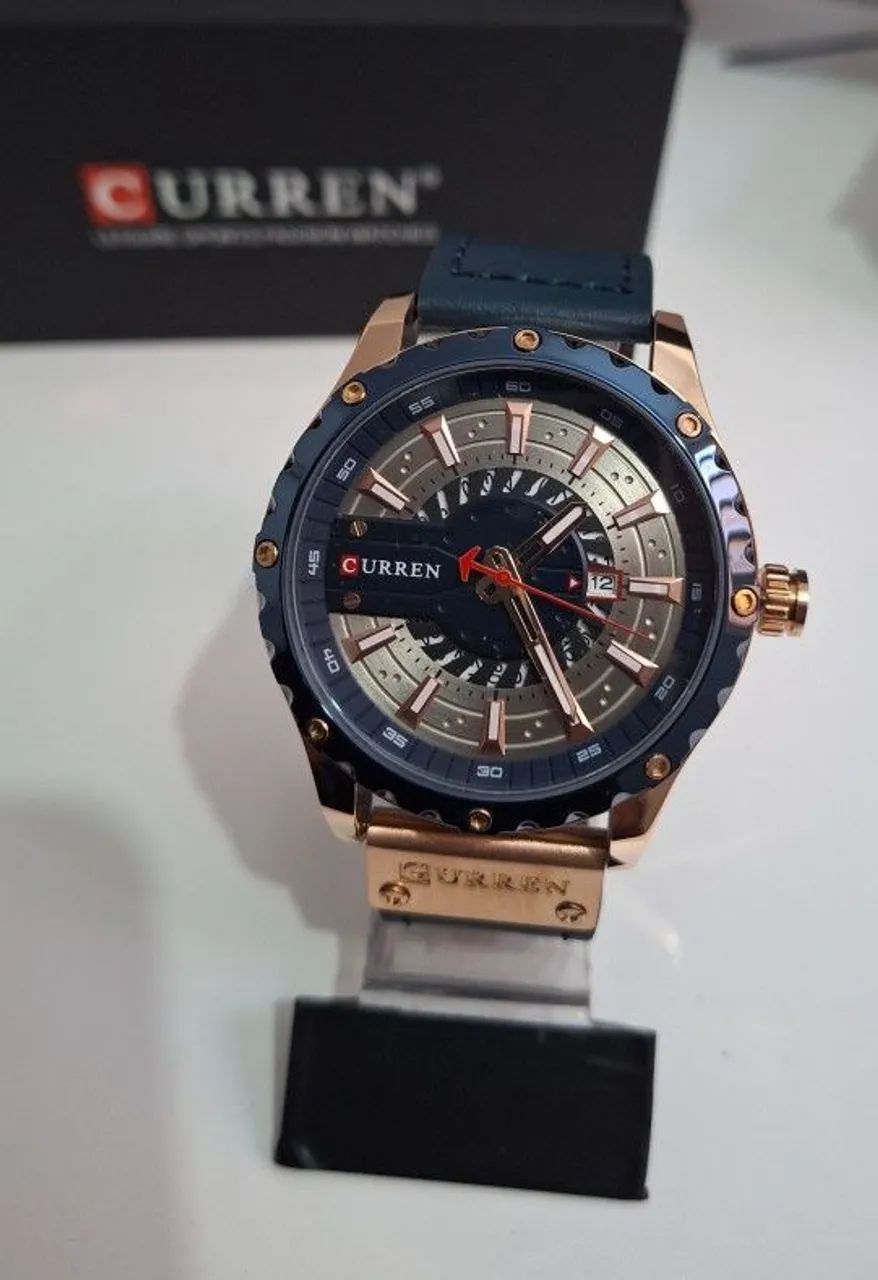 Relógio Curren Masculino Azul e Dourado modelo 4102. Com garantia  - Foto 3