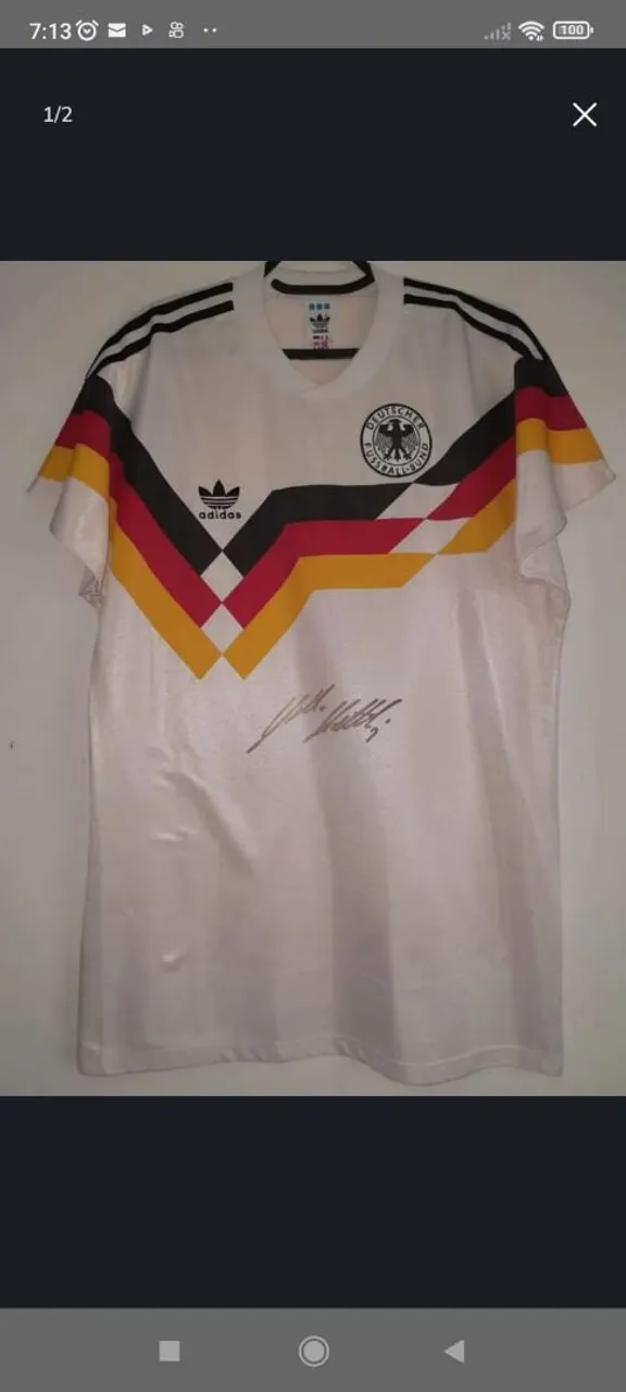 Camisa Alemanha Copa Mundo 1990 Original de Época #10 Matthaus Autografada Certificada