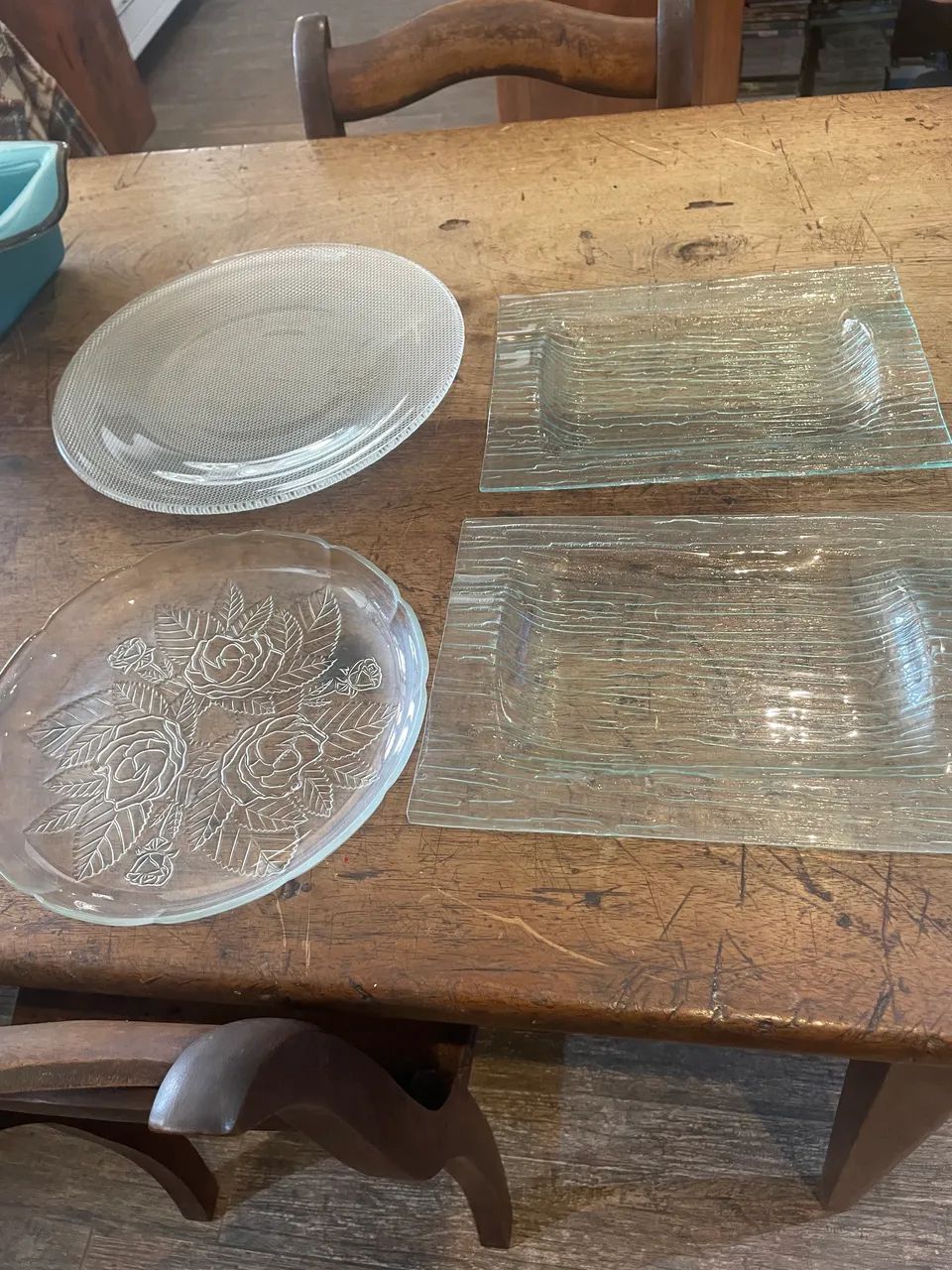 Conjunto pratos vidro exposição de salada