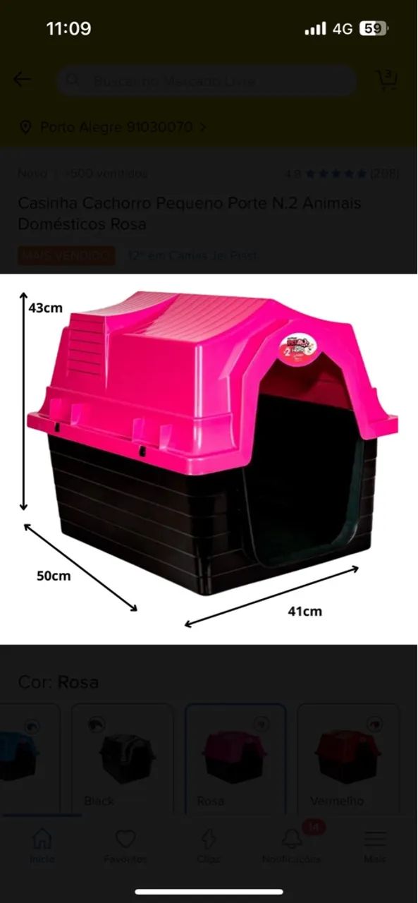 Casinha de cachorro N2 rosa - Foto 3