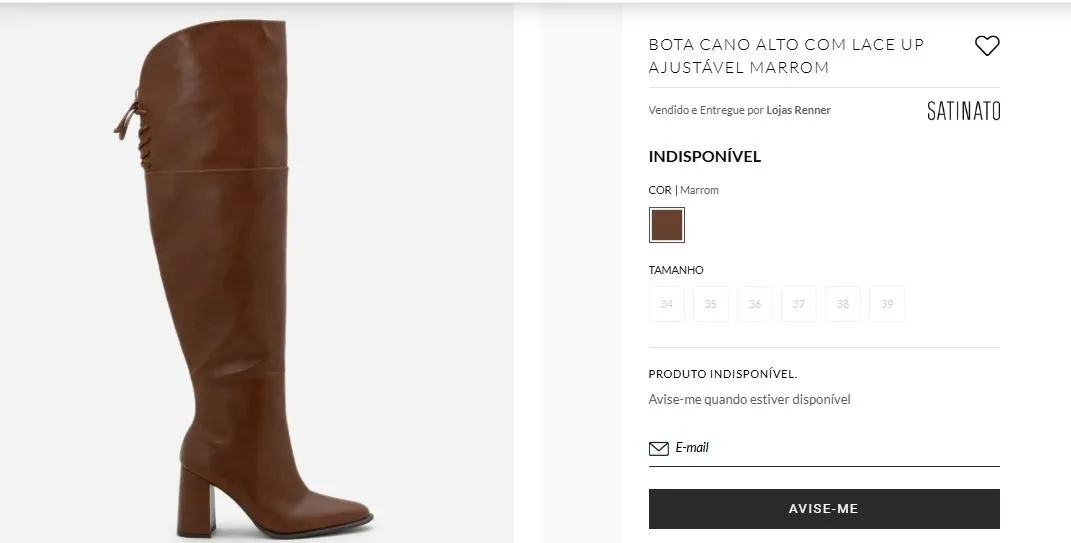 Bota Cano Alto com Lace Up Ajustável Marrom