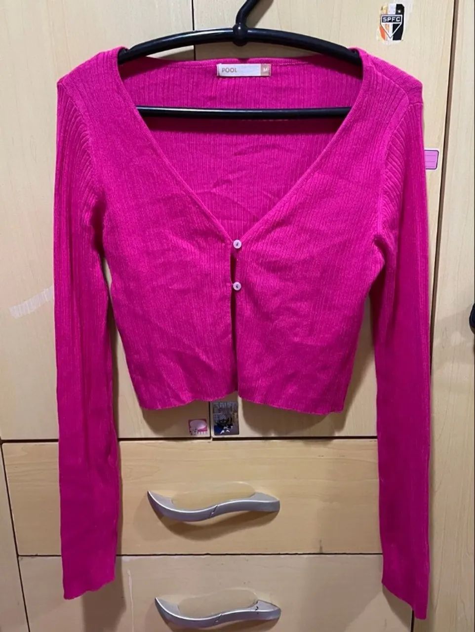 cardigan pink viscose m pool riachuelo Roupas Jardim - Technical View
