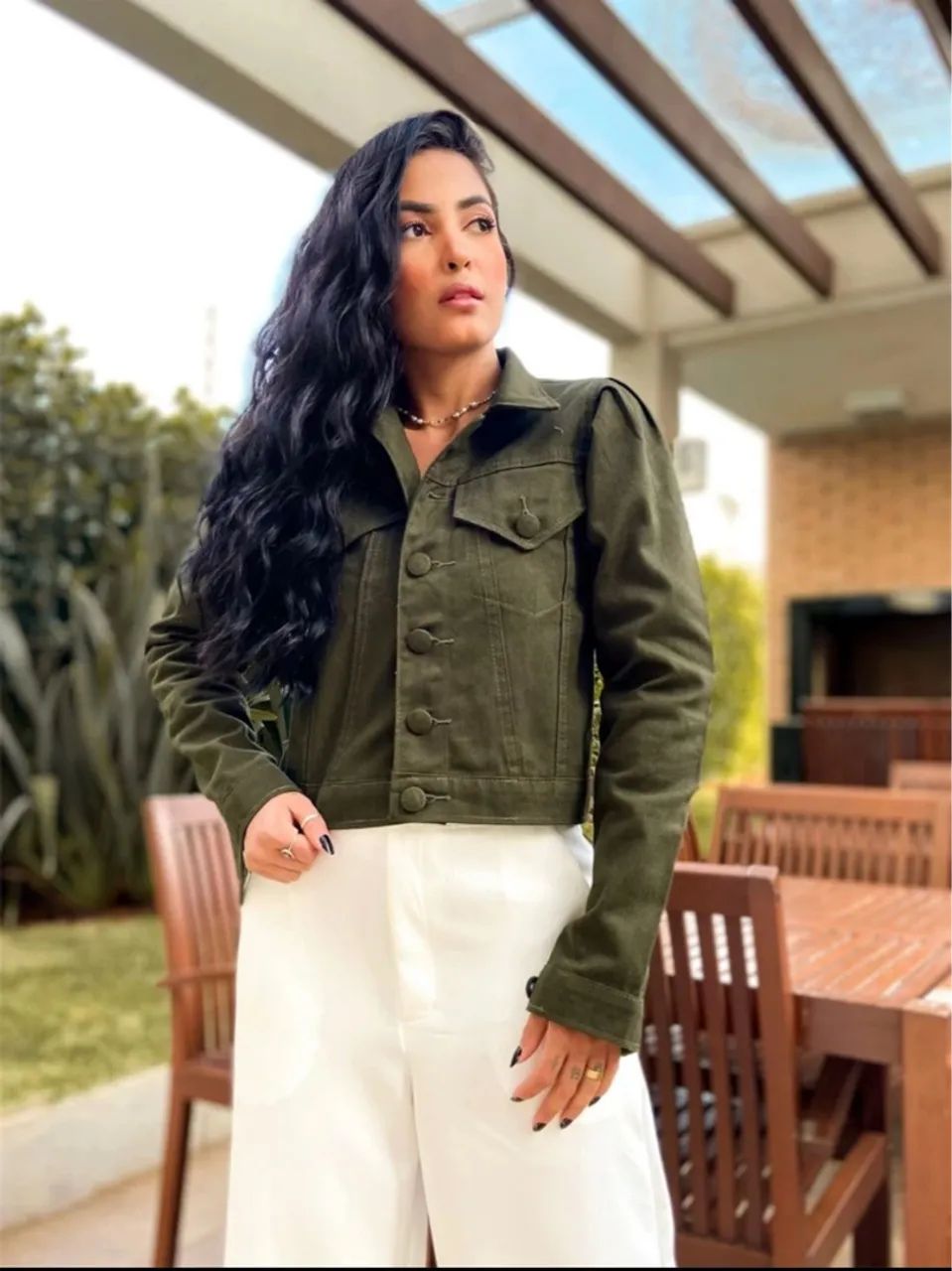 Jaqueta Verde Jaqueta Feminina Estilo Militar Parka Verde Jaqueta